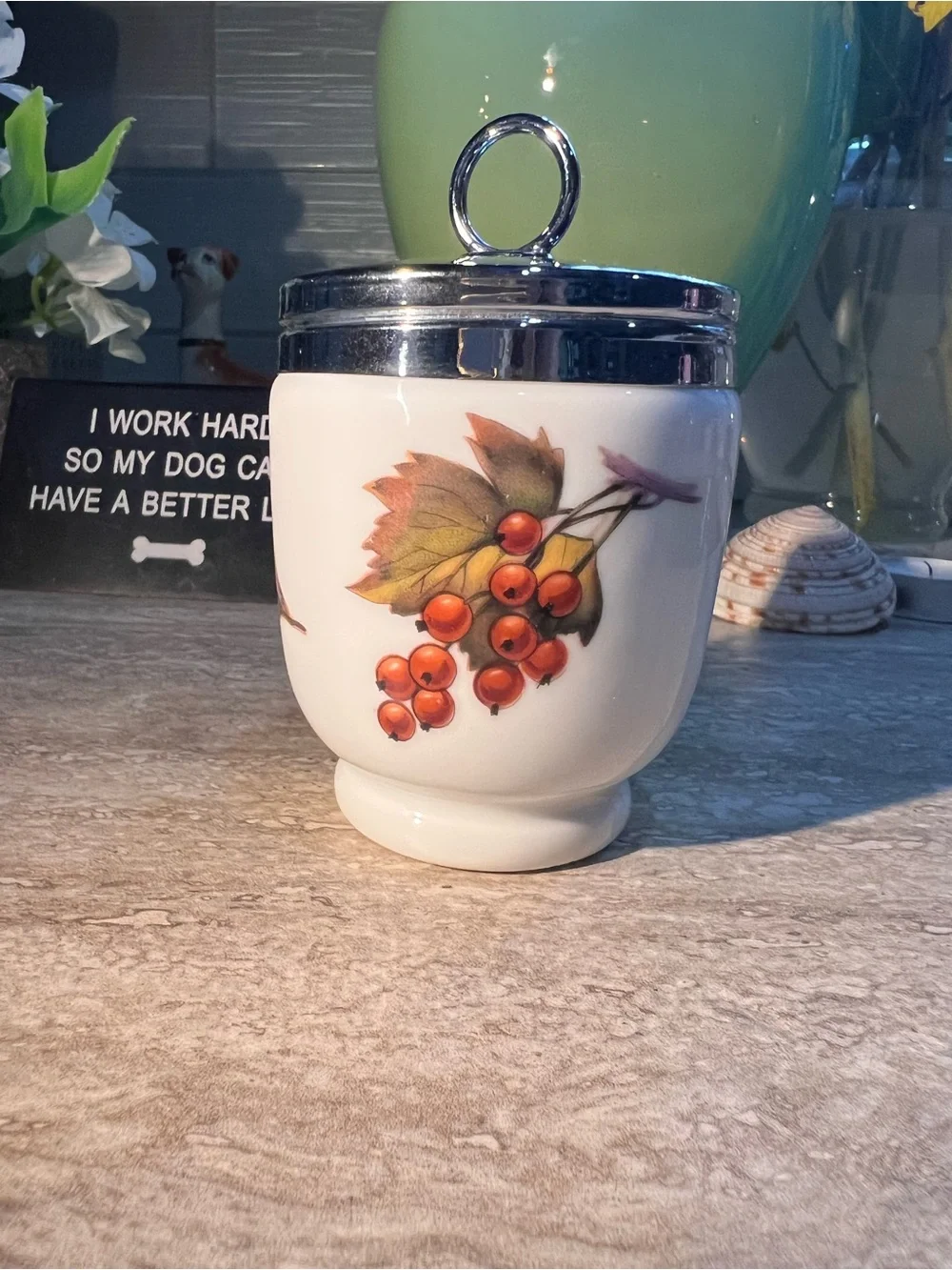Royal Worcester Egg Coddler Jar with Chrome Lid
